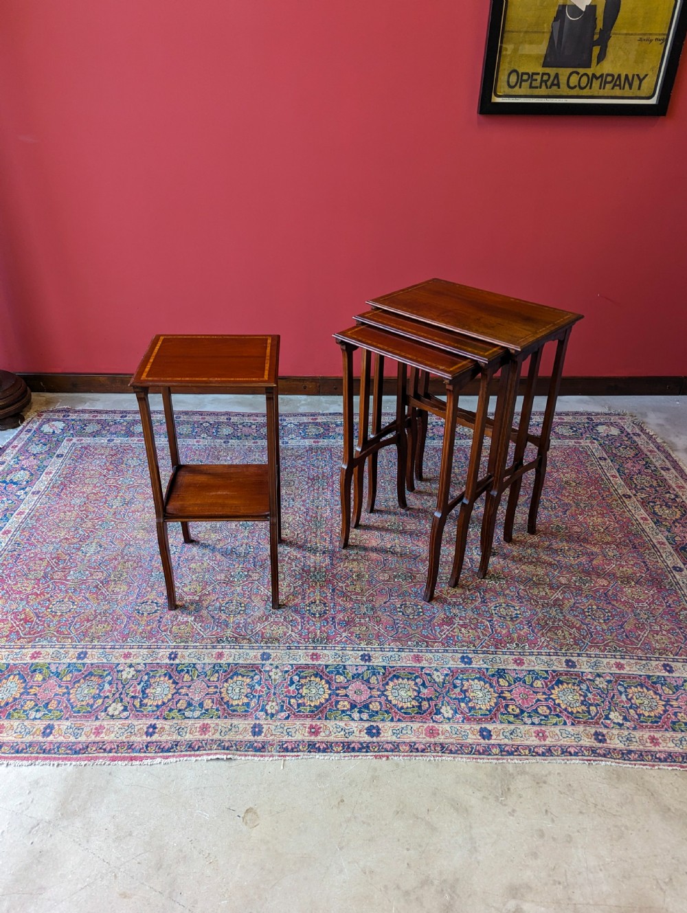 Antique Edwardian Inlaid Mahogany Quartetto Nest of Tables View X