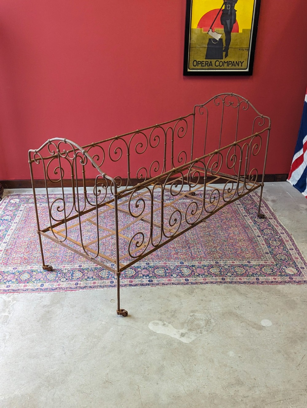 Antique Victorian Wrought Iron Cot View IV