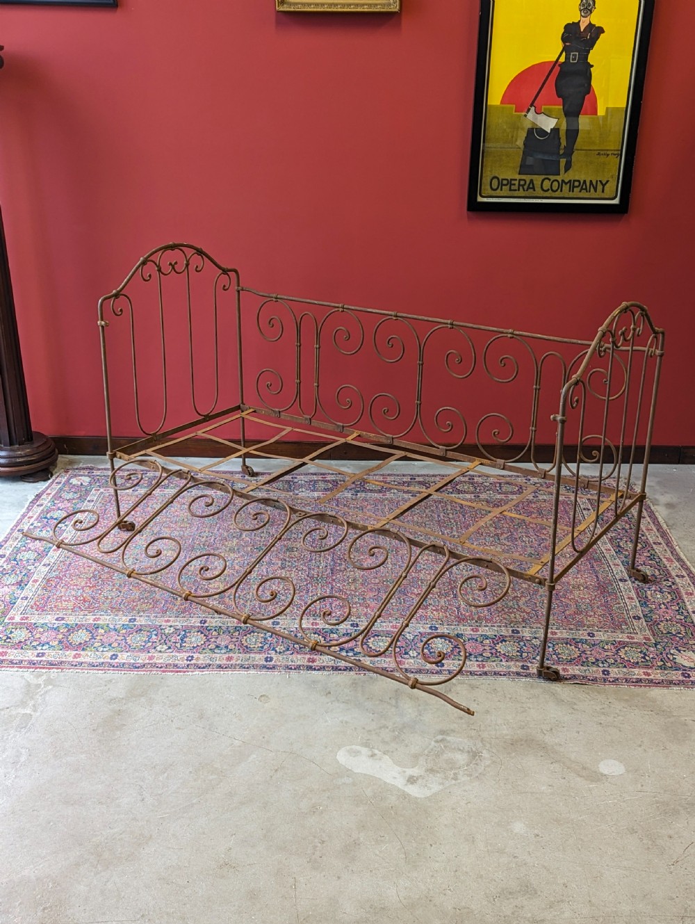 Antique Victorian Wrought Iron Cot View V