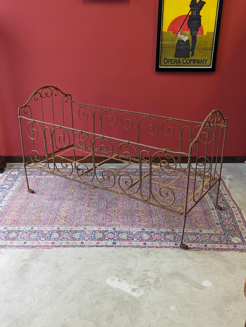 Antique Victorian Wrought Iron Cot View VI