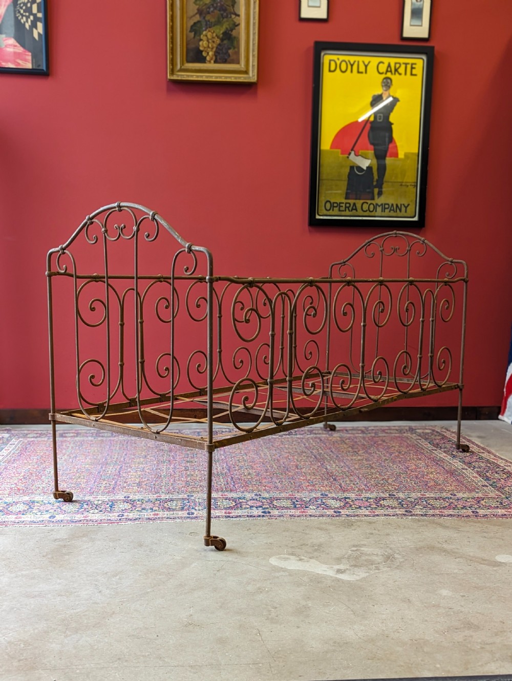 Antique Victorian Wrought Iron Cot View VII