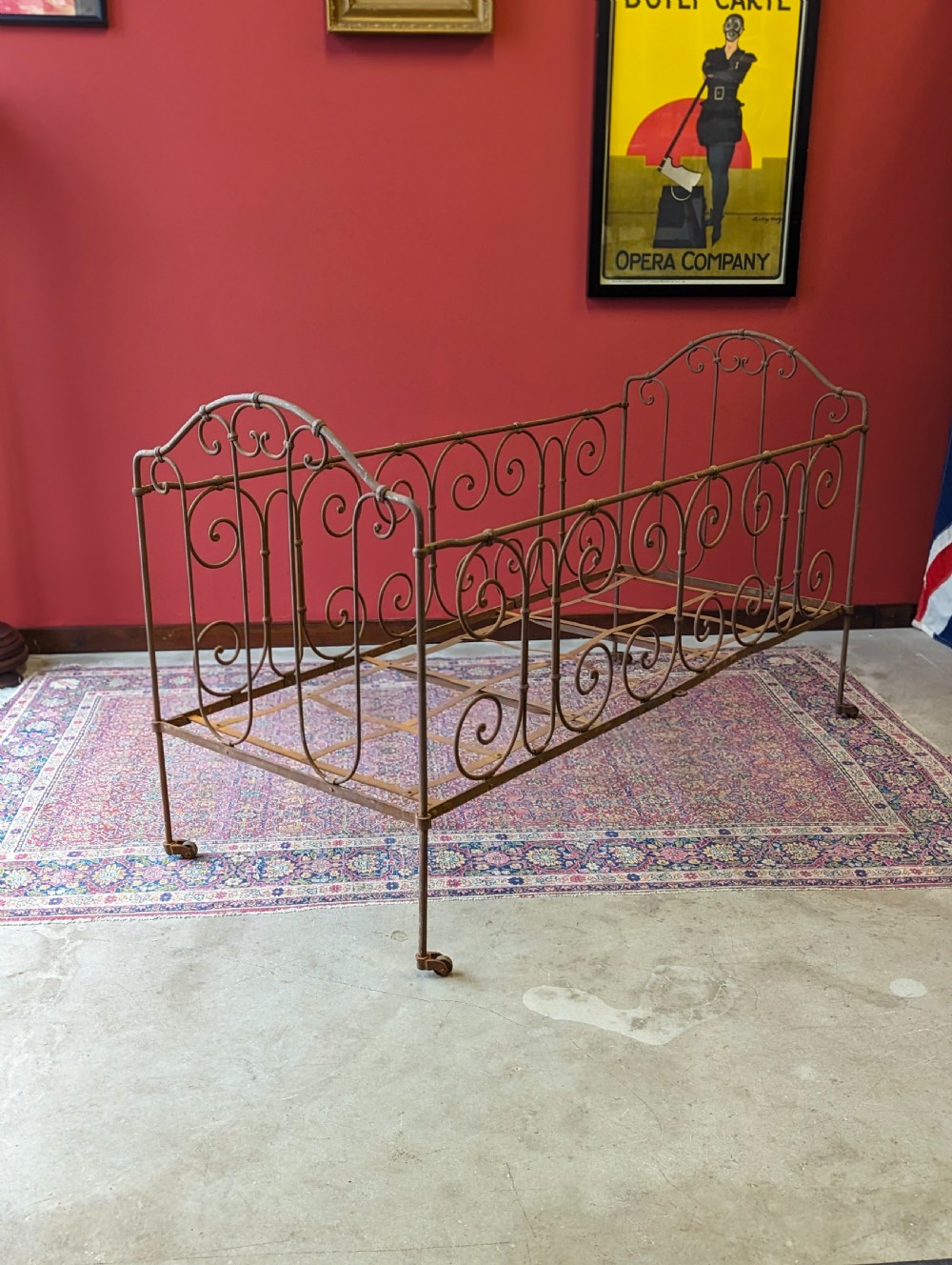 Antique Victorian Wrought Iron Cot View VIII