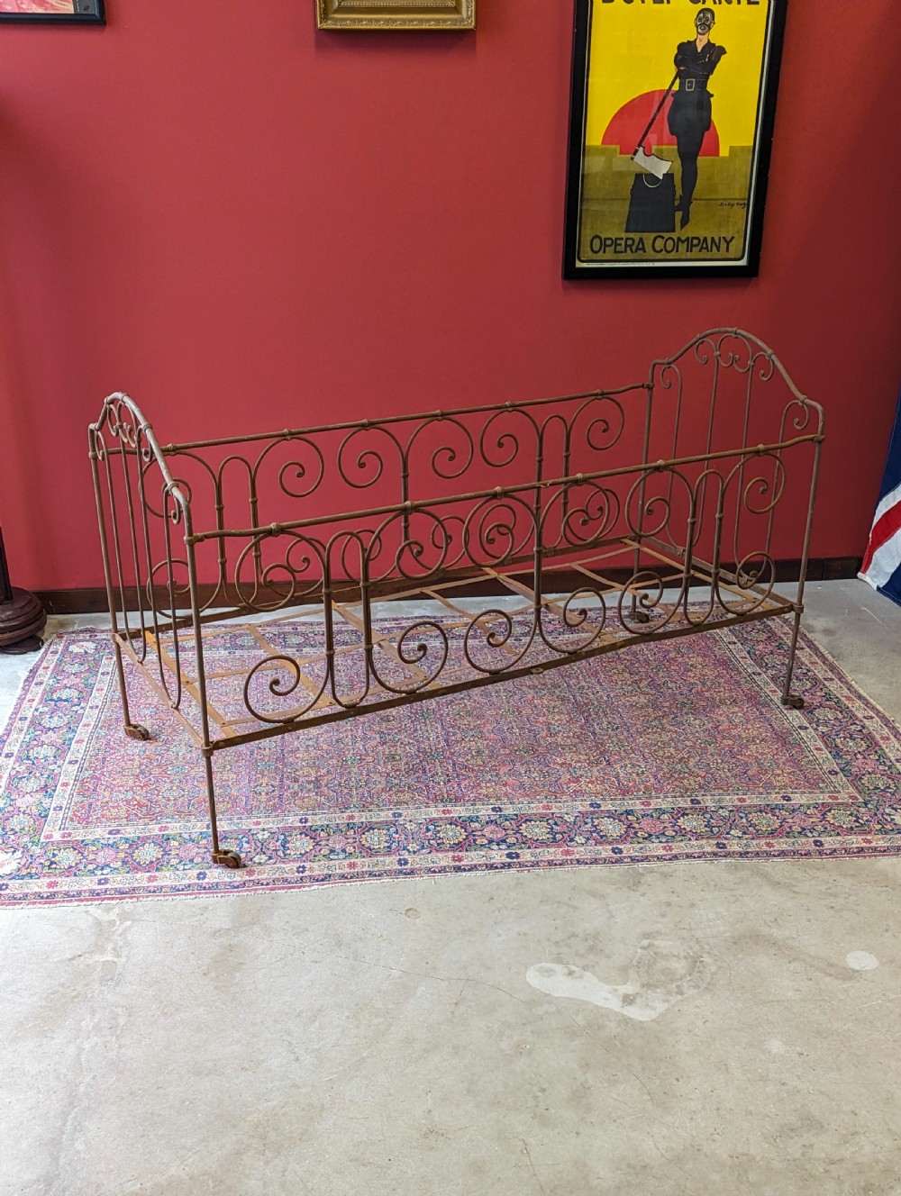 Antique Victorian Wrought Iron Cot View IX