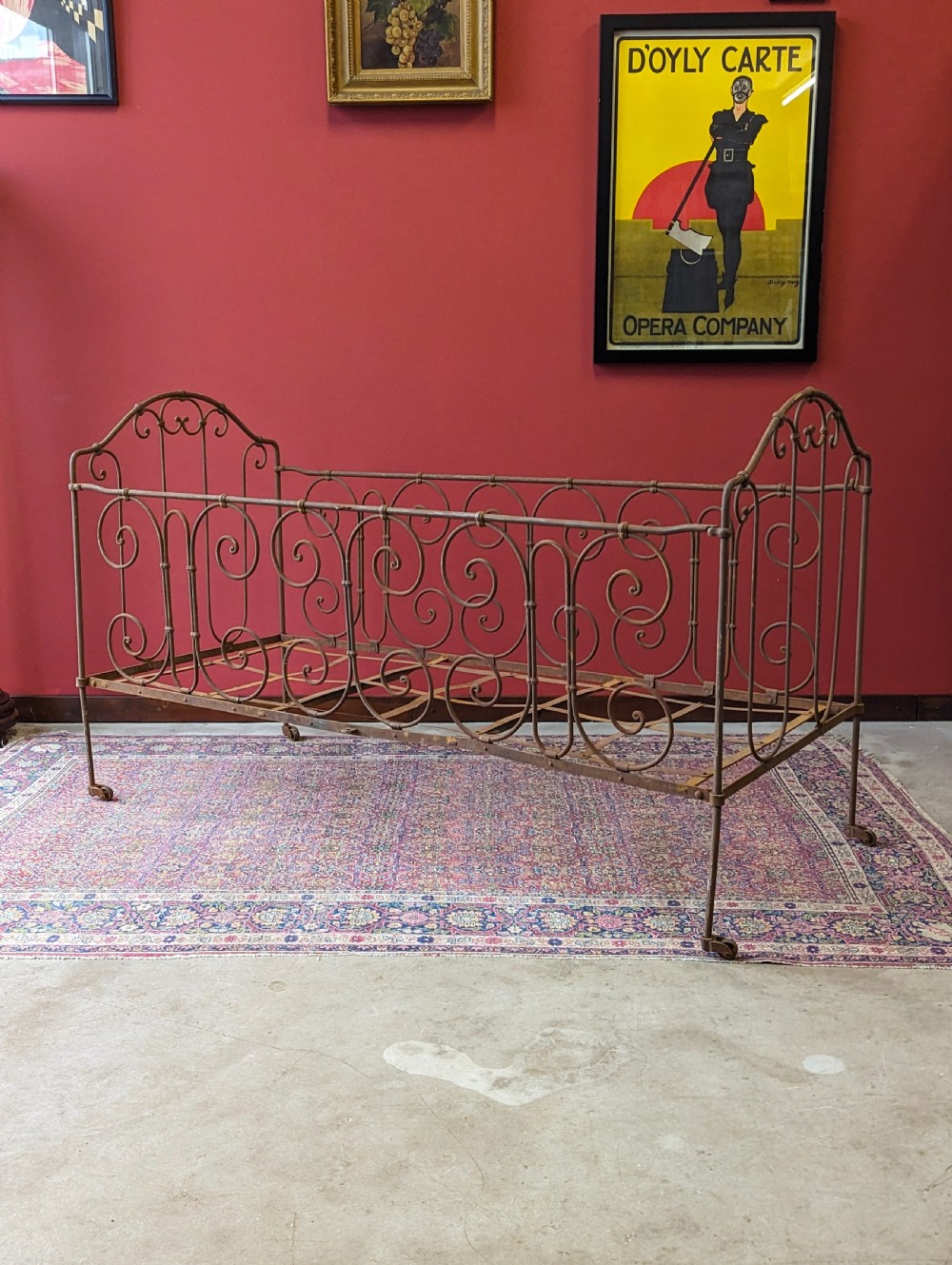Antique Victorian Wrought Iron Cot View X