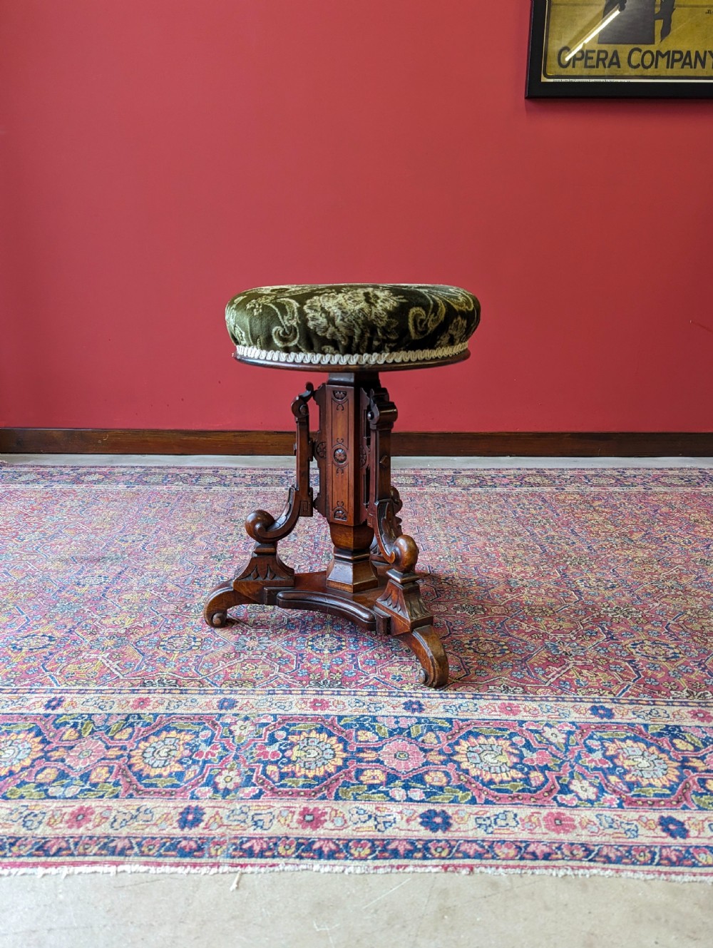 Antique 19th Century Aesthetic Movement Mahogany Piano Stool