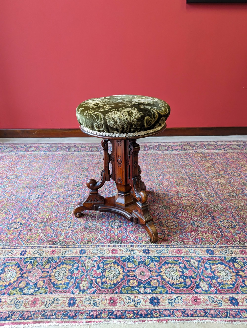 Antique 19th Century Aesthetic Movement Mahogany Piano Stool View VII