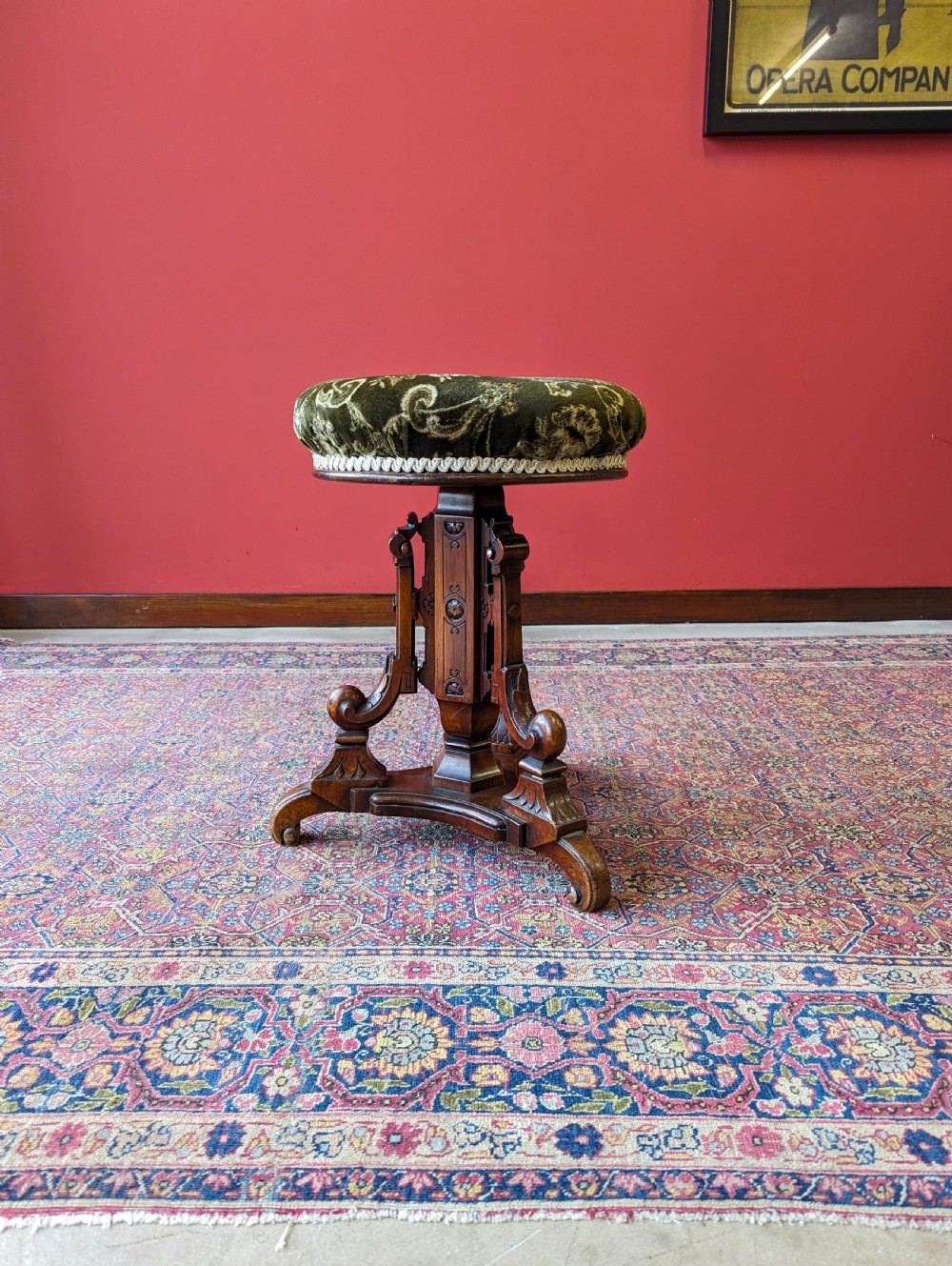 Antique 19th Century Aesthetic Movement Mahogany Piano Stool View VIII