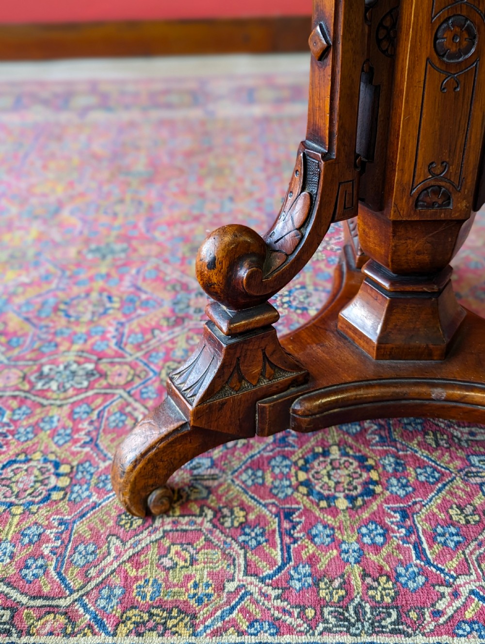 Antique 19th Century Aesthetic Movement Mahogany Piano Stool View X