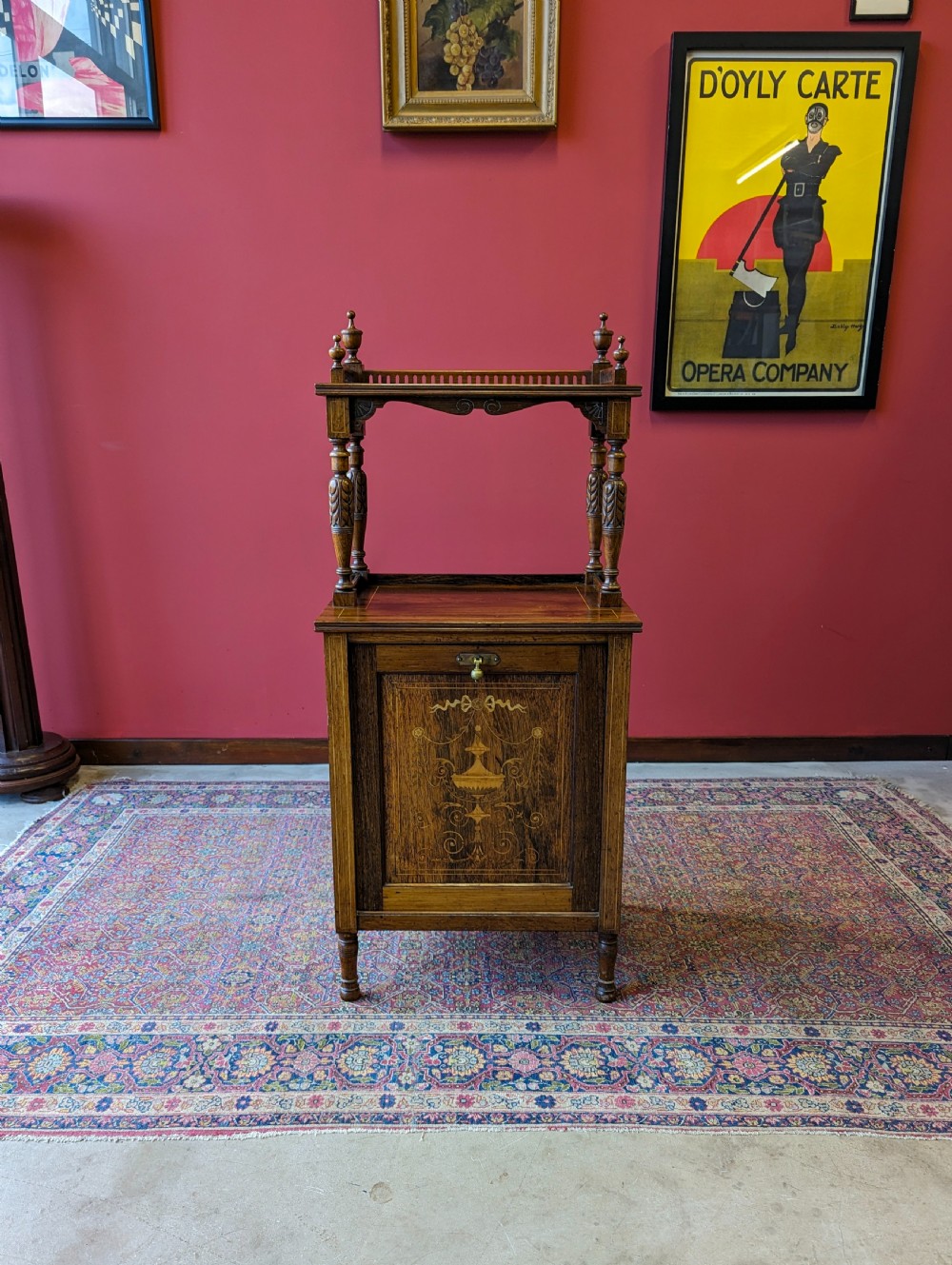 Antique Edwardian Inlaid Rosewood Purdonium / Coal Store View II