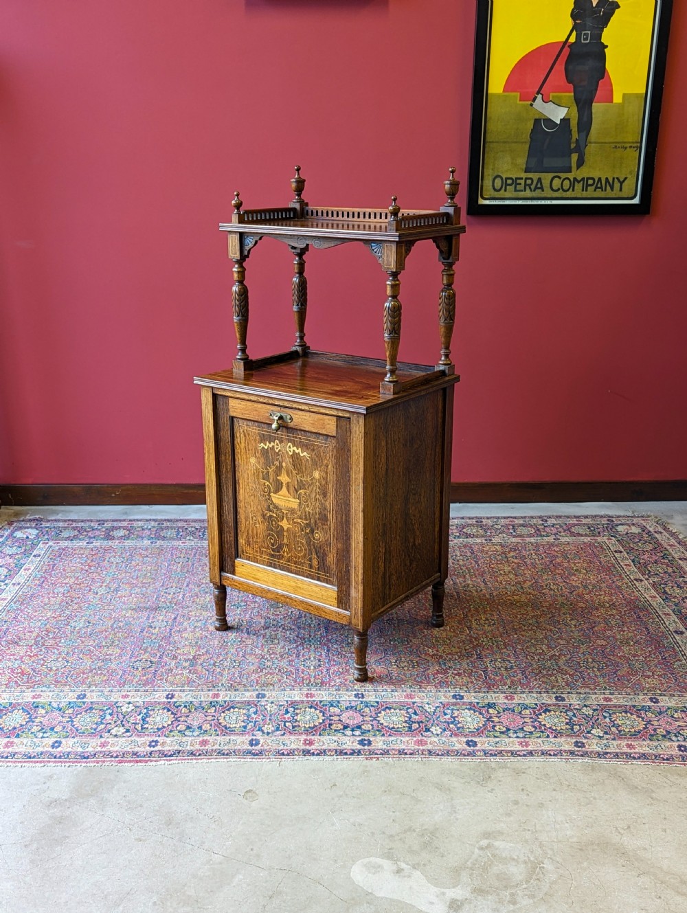 Antique Edwardian Inlaid Rosewood Purdonium / Coal Store View VI