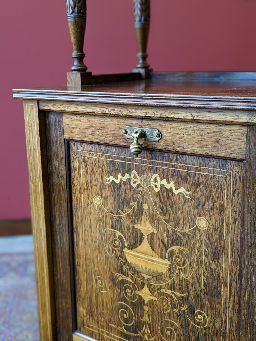 Antique Edwardian Inlaid Rosewood Purdonium / Coal Store View VII