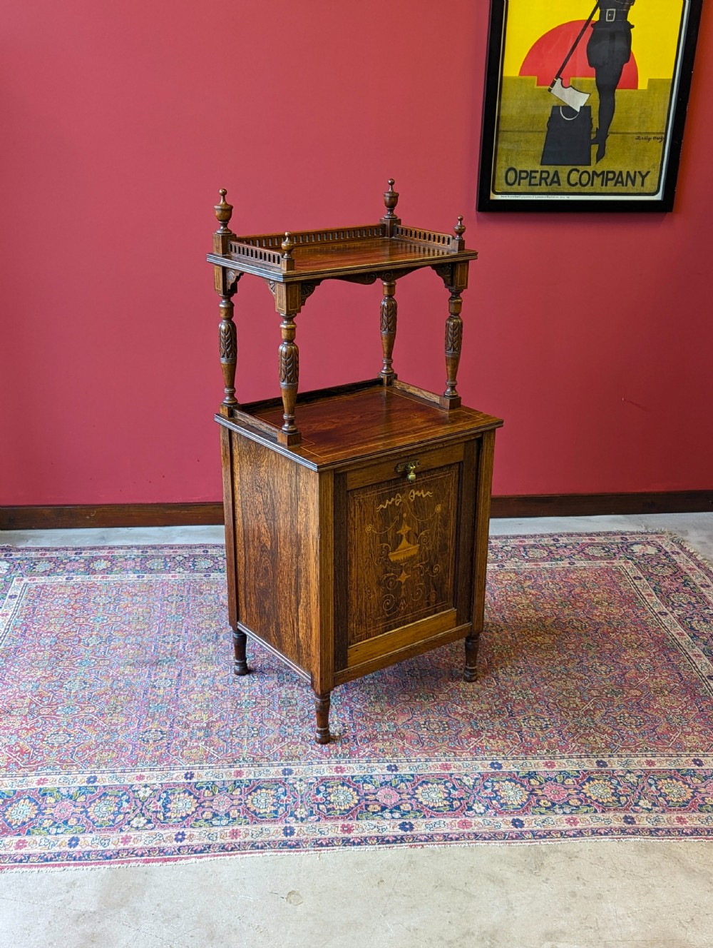 Antique Edwardian Inlaid Rosewood Purdonium / Coal Store View VIII