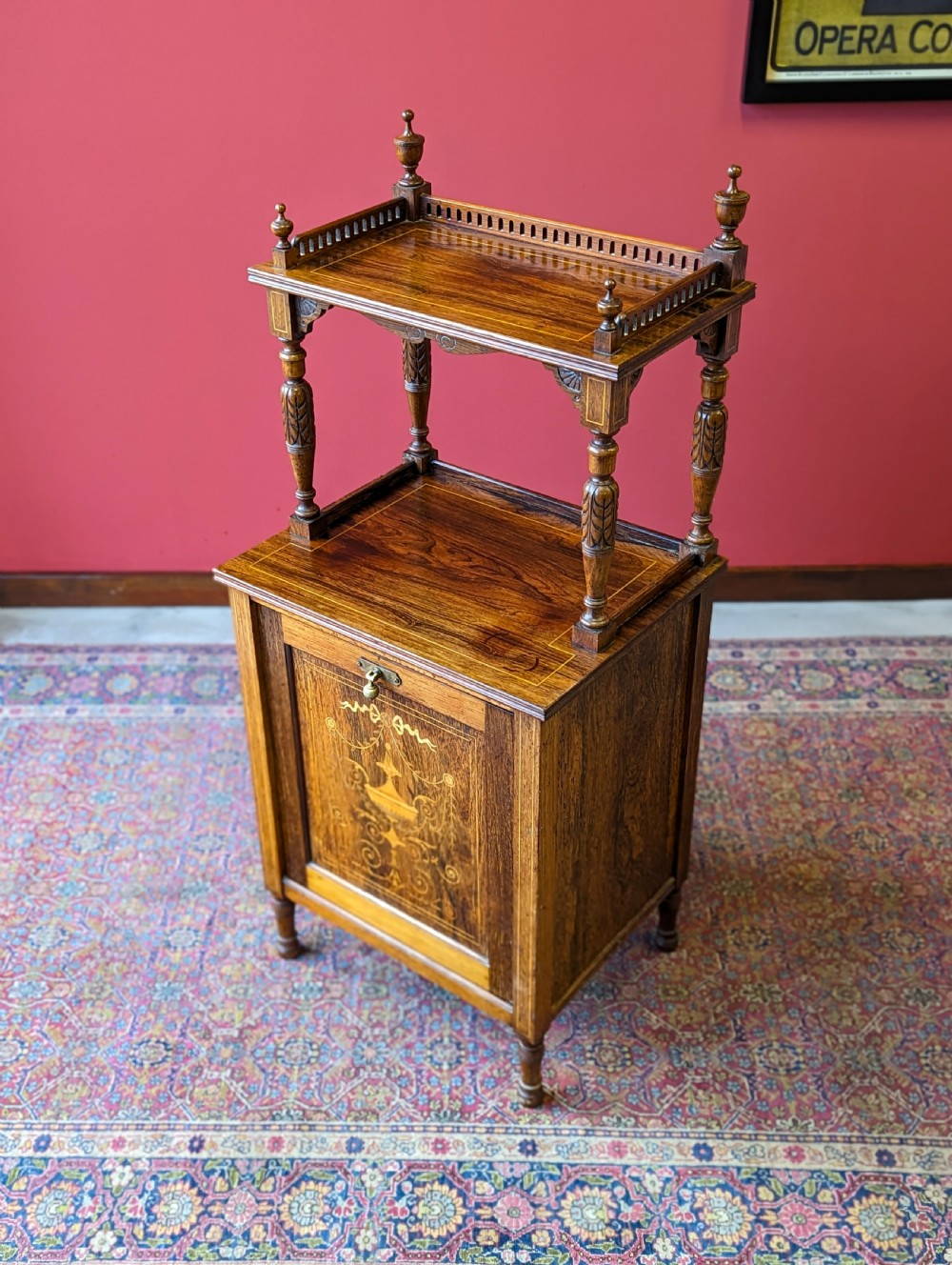 Antique Edwardian Inlaid Rosewood Purdonium / Coal Store View X