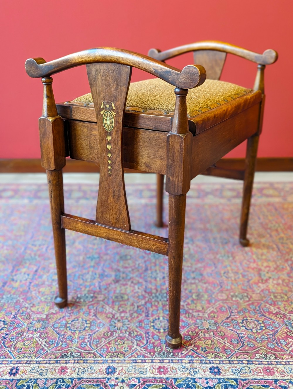Antique Victorian Mahogany Piano Stool with Storage View III