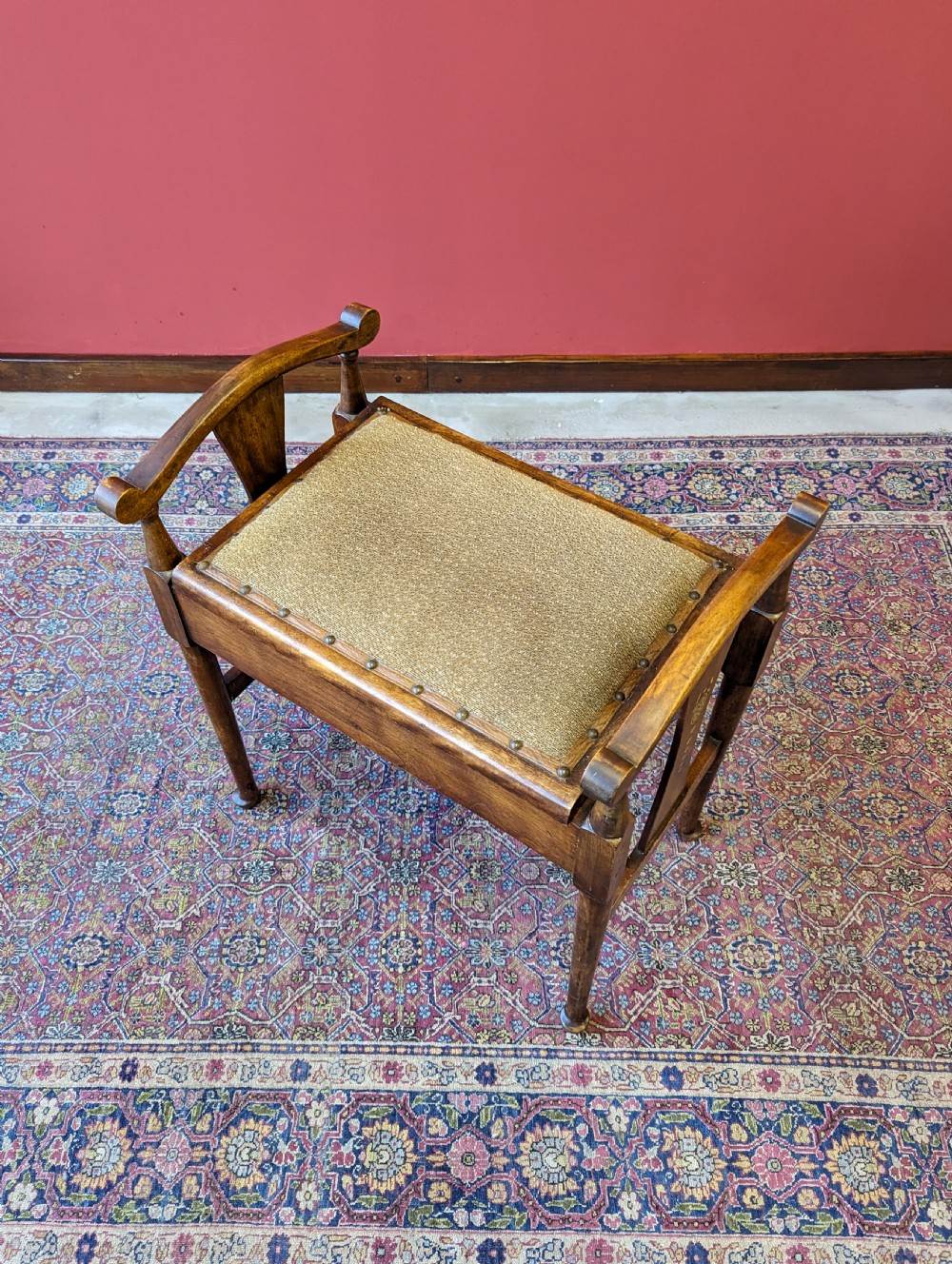 Antique Victorian Mahogany Piano Stool with Storage View VI