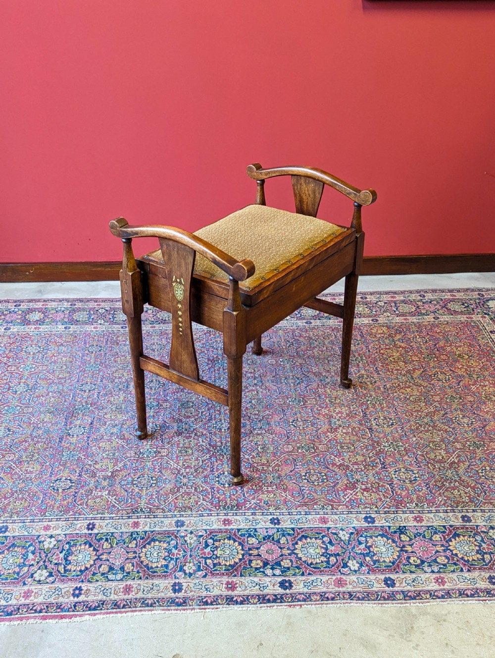 Antique Victorian Mahogany Piano Stool with Storage View VII