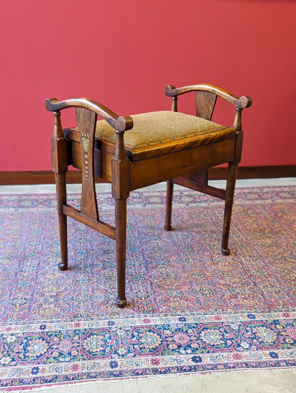 Antique Victorian Mahogany Piano Stool with Storage View VIII