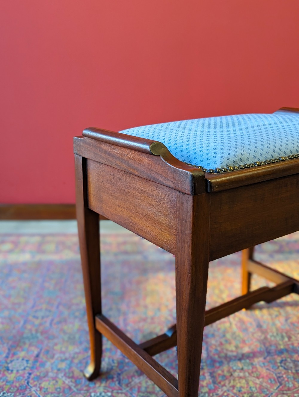 Antique Edwardian Mahogany Piano Stool with Storage View III