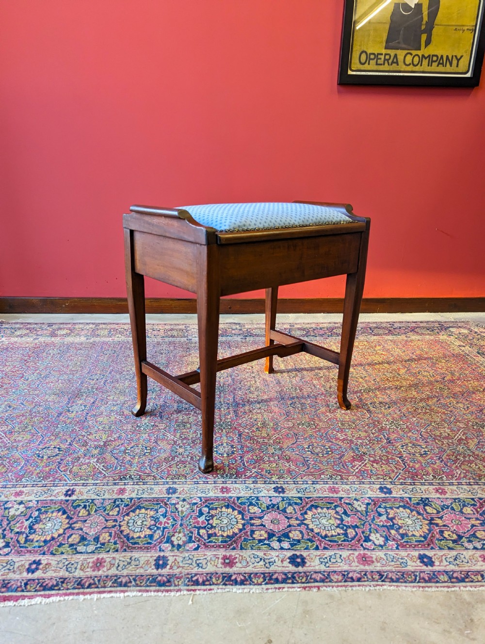 Antique Edwardian Mahogany Piano Stool with Storage View VIII