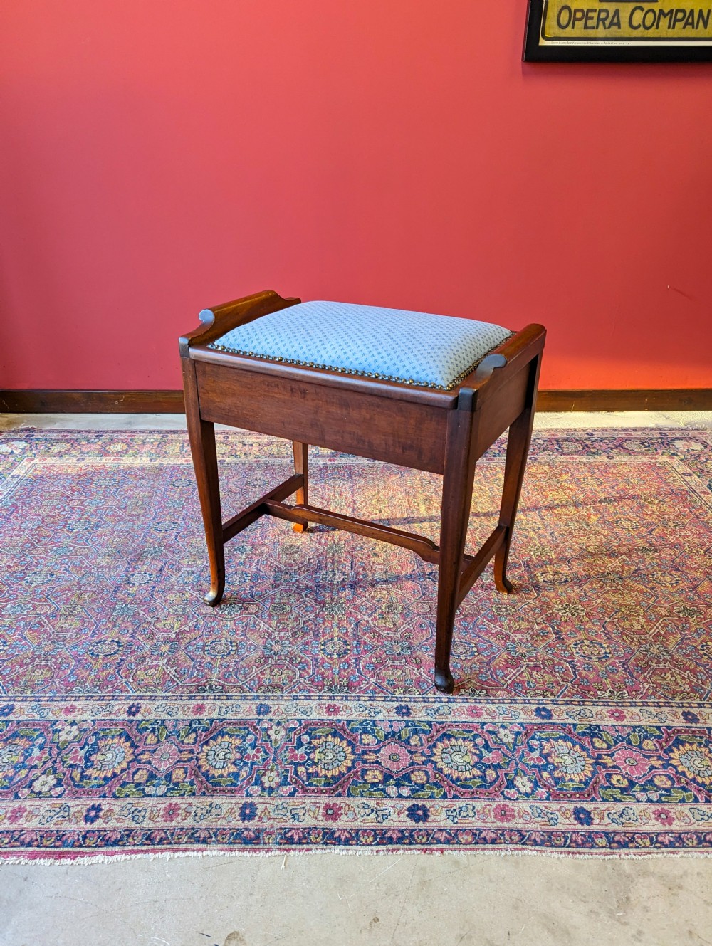 Antique Edwardian Mahogany Piano Stool with Storage View X