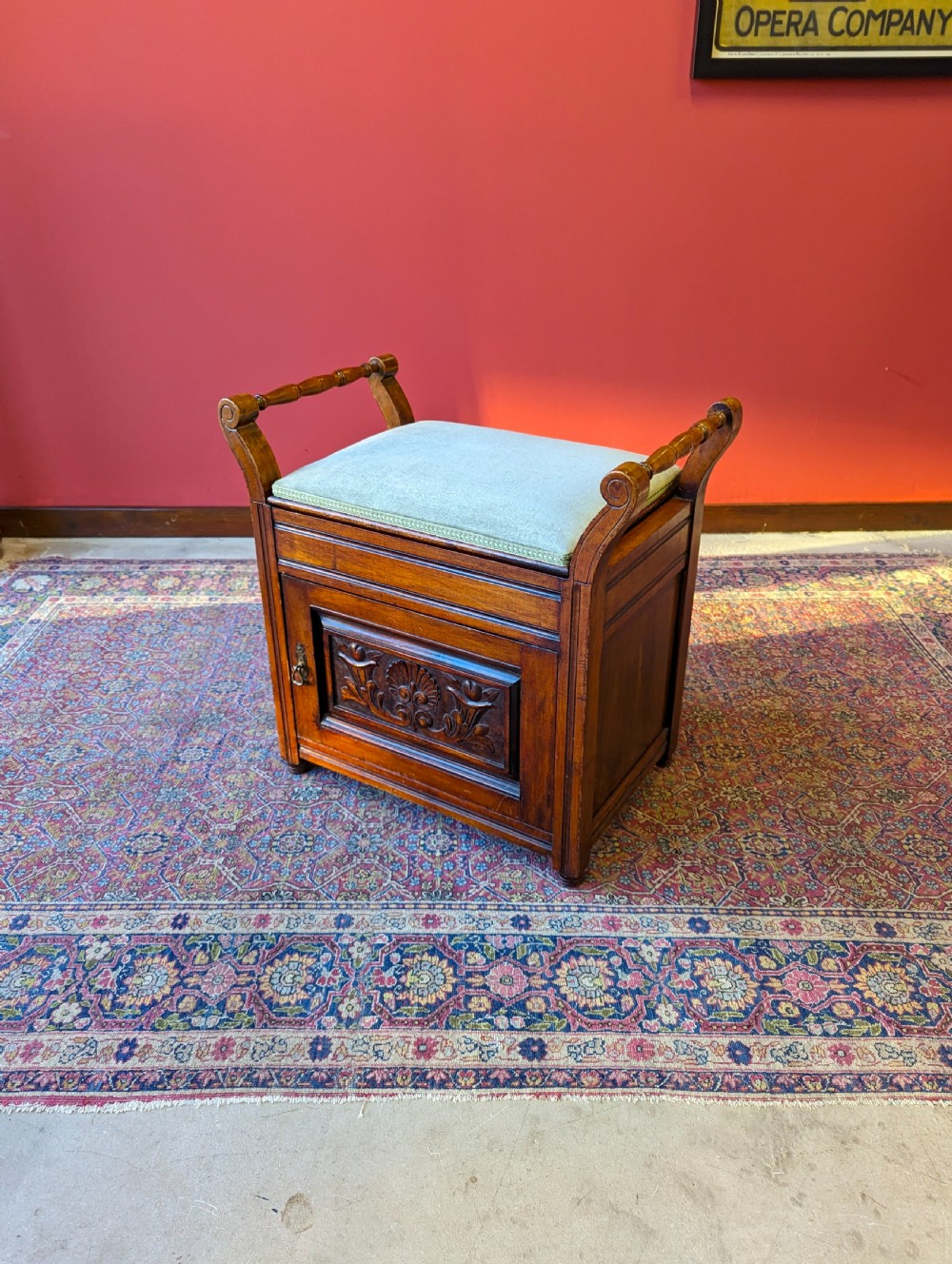 Antique Edwardian Mahogany Piano Stool with Storage