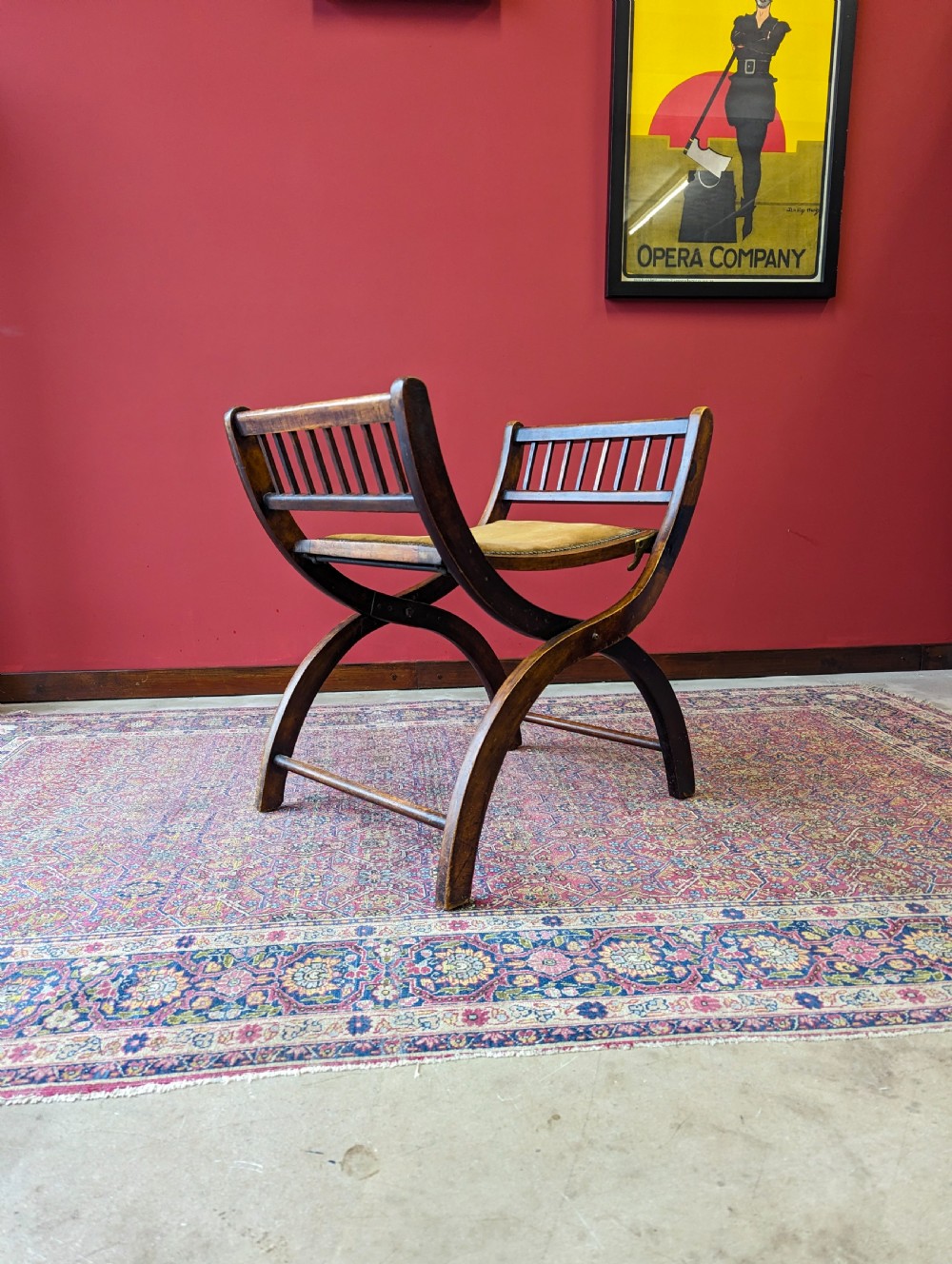 Antique 19th Century Folding X-Frame Mahogany Campaign Stool View IX