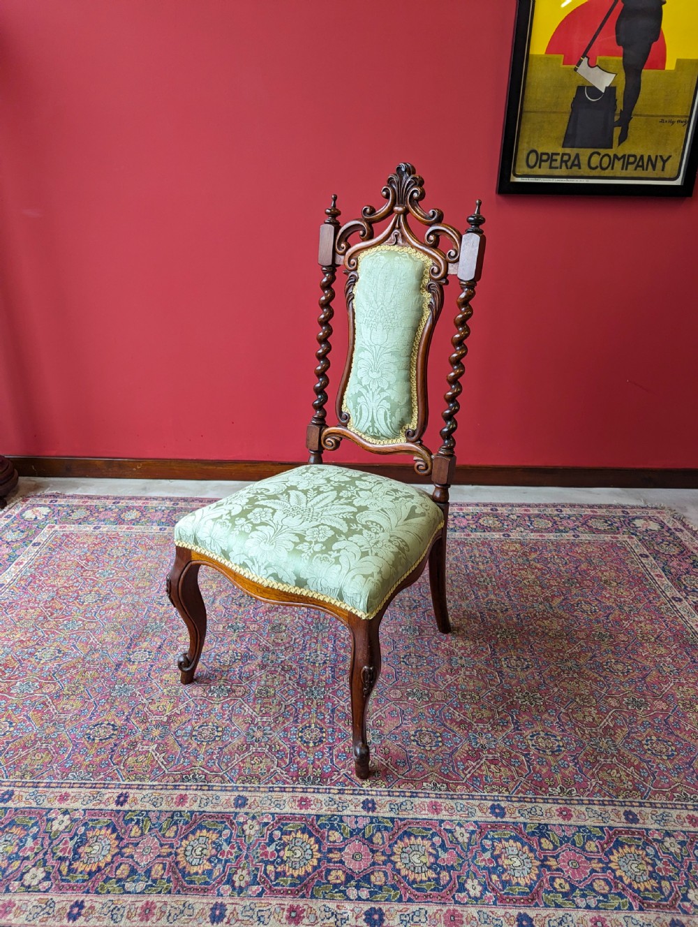Antique Victorian Mahogany Upholstered Hall Chair