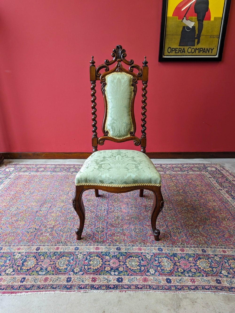 Antique Victorian Mahogany Upholstered Hall Chair View II