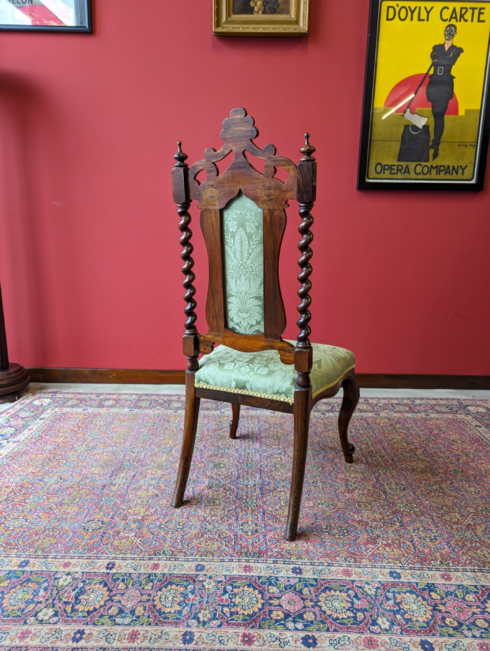 Antique Victorian Mahogany Upholstered Hall Chair View III