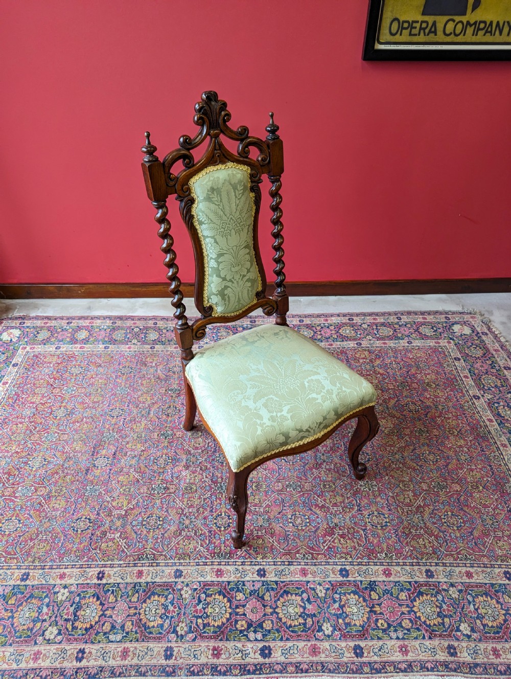 Antique Victorian Mahogany Upholstered Hall Chair View IV