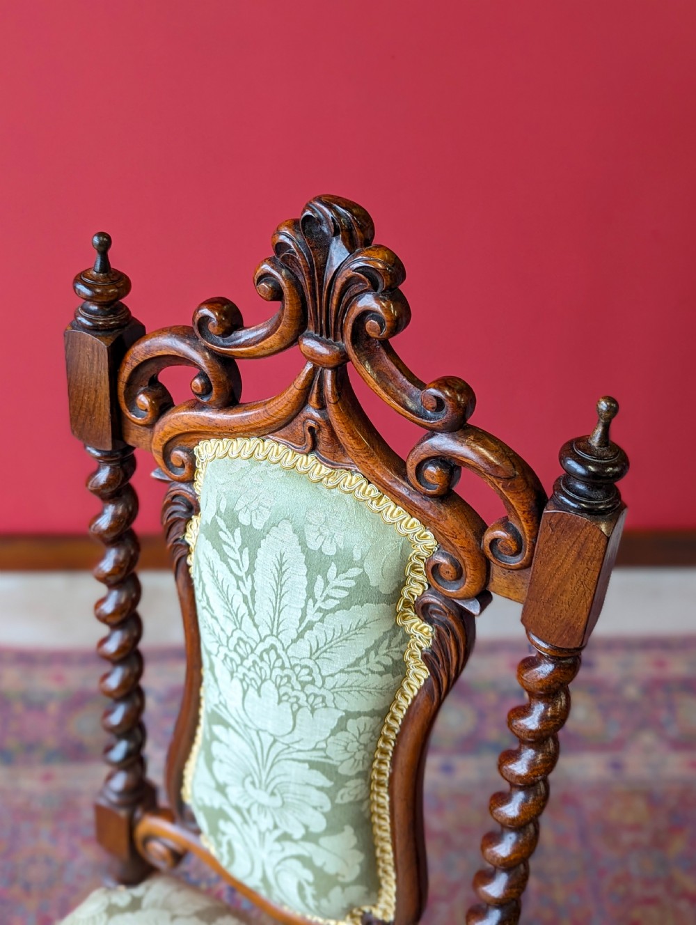 Antique Victorian Mahogany Upholstered Hall Chair View V