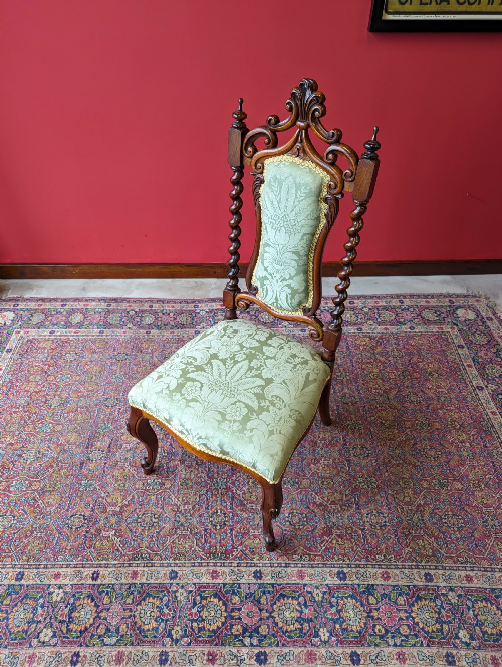 Antique Victorian Mahogany Upholstered Hall Chair View VI