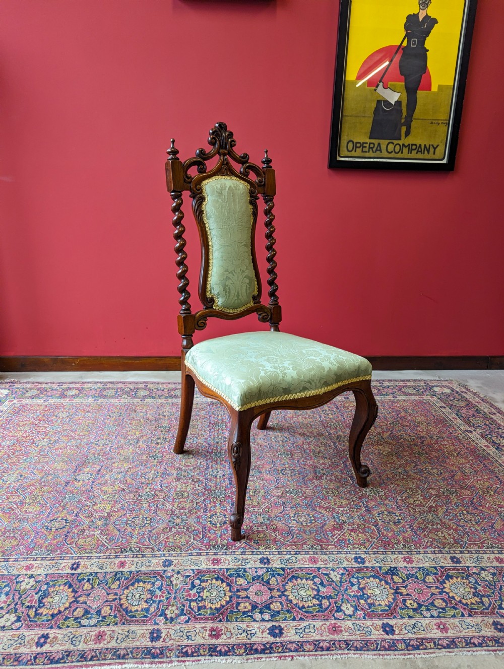 Antique Victorian Mahogany Upholstered Hall Chair View VII