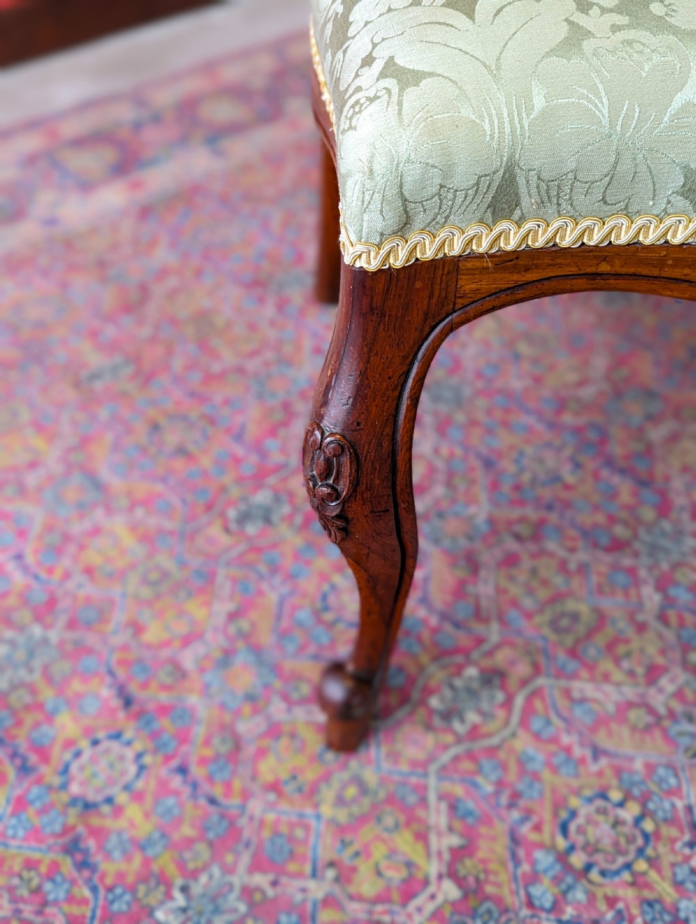 Antique Victorian Mahogany Upholstered Hall Chair View VIII