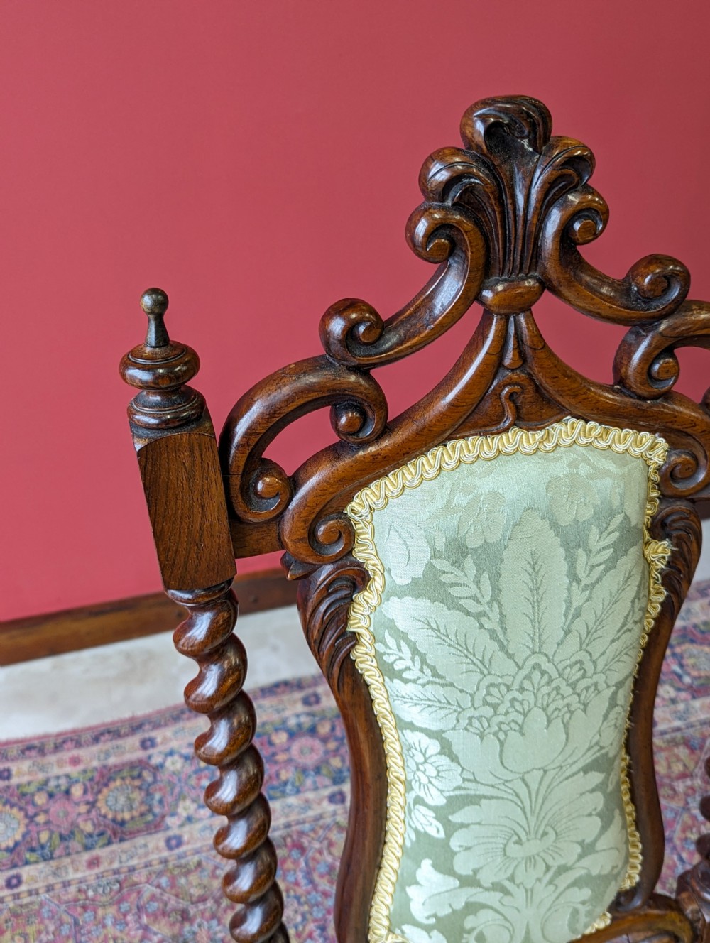 Antique Victorian Mahogany Upholstered Hall Chair View IX