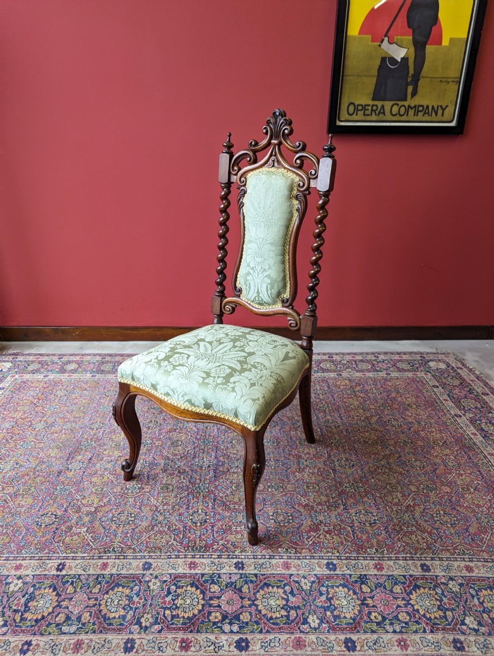 Antique Victorian Mahogany Upholstered Hall Chair View X