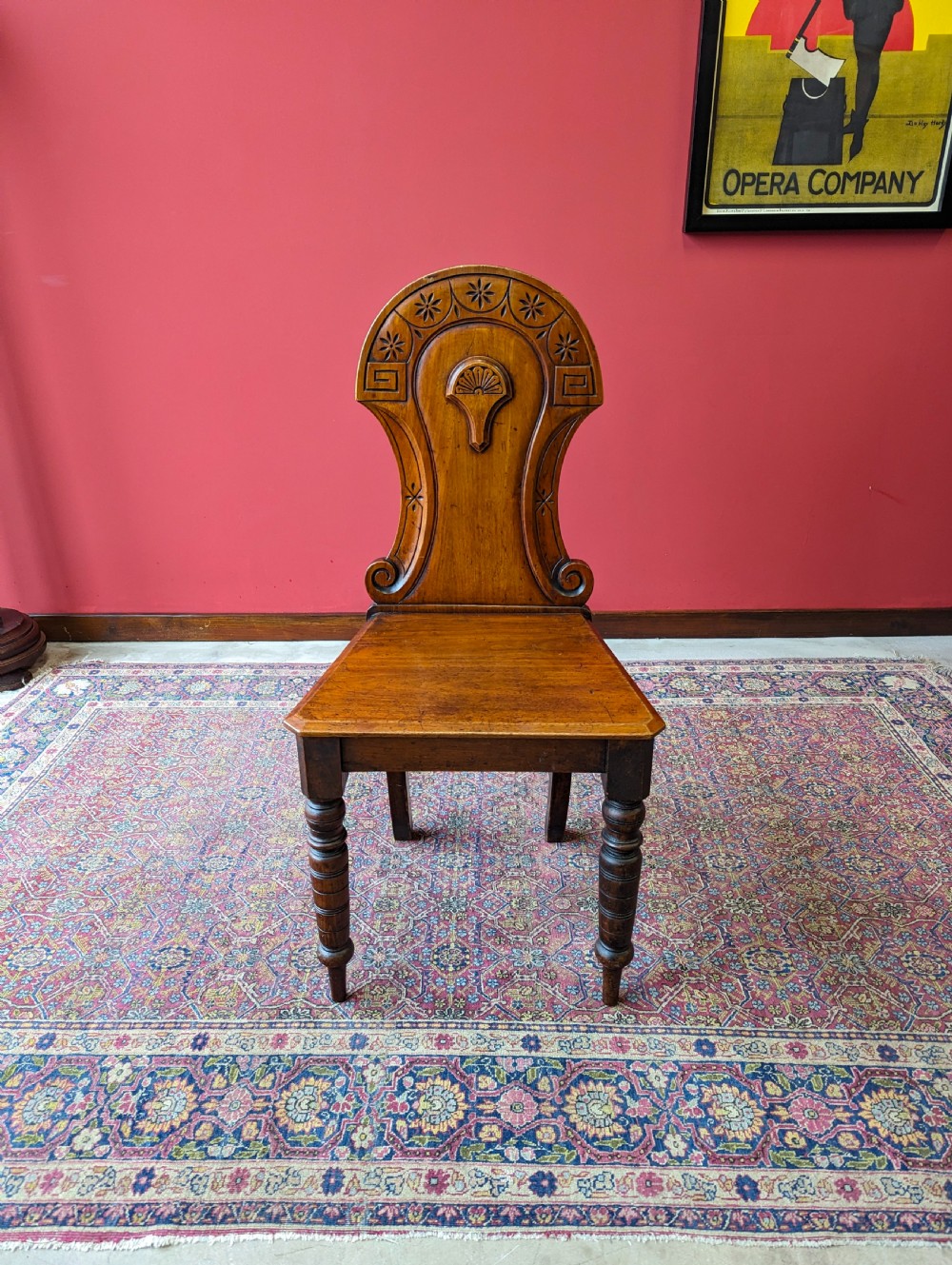 Antique Victorian Mahogany Carved Hall Chair View II