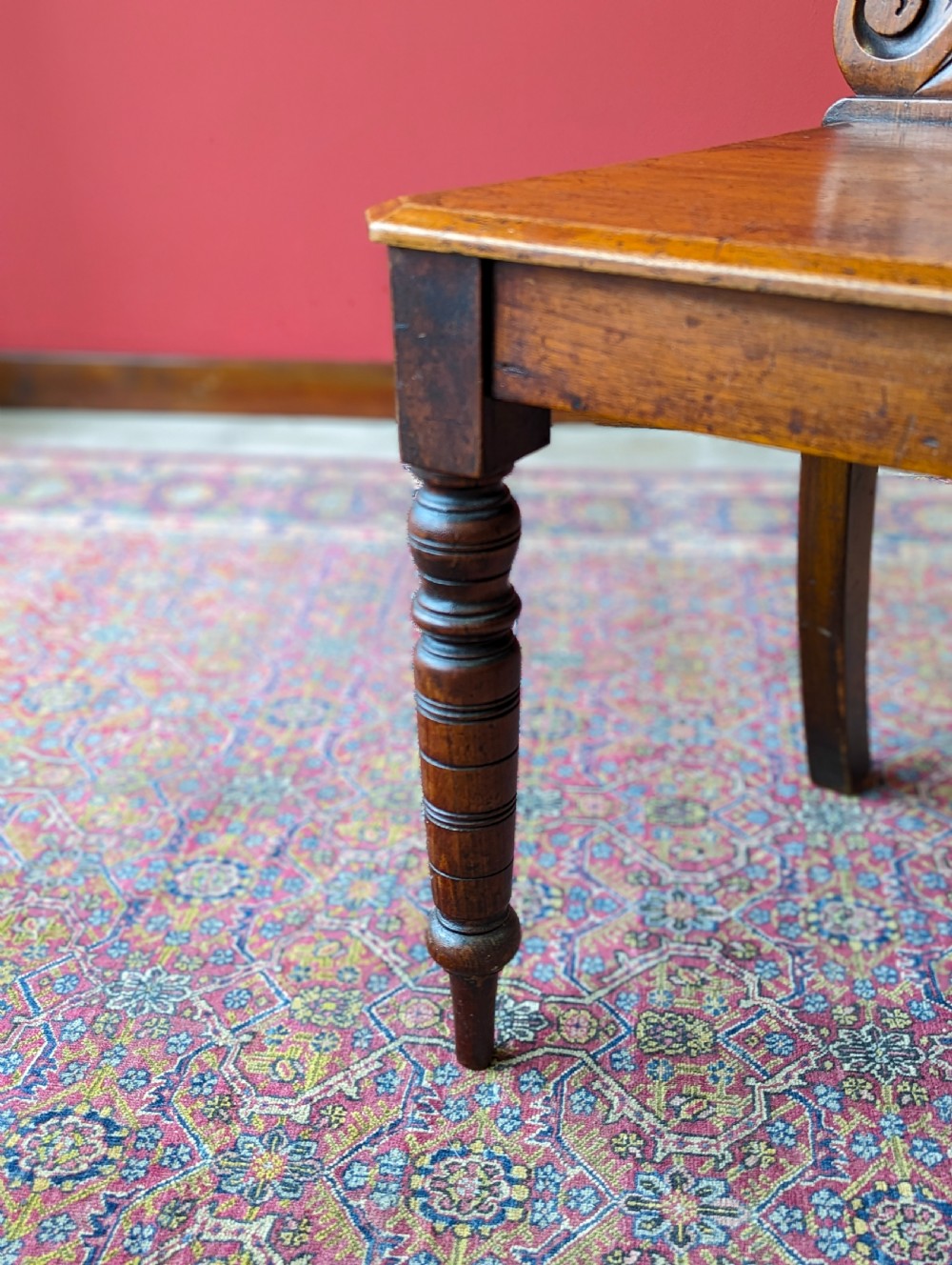 Antique Victorian Mahogany Carved Hall Chair View IV
