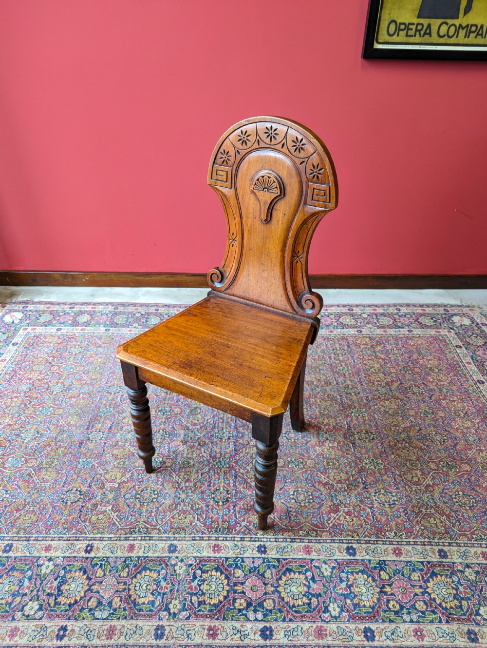 Antique Victorian Mahogany Carved Hall Chair View IX