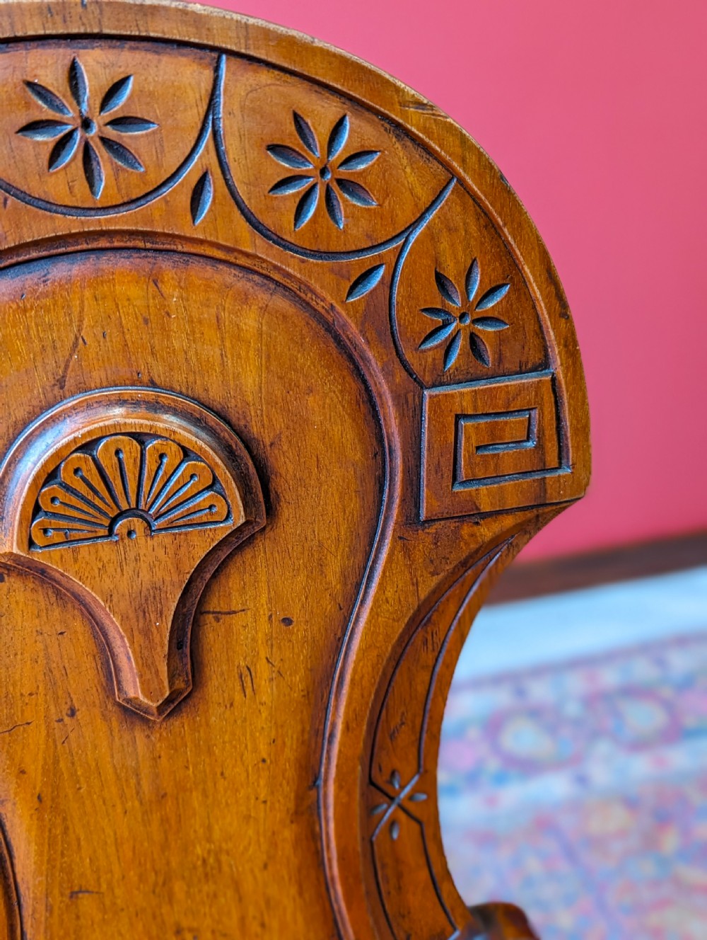 Antique Victorian Mahogany Carved Hall Chair View X