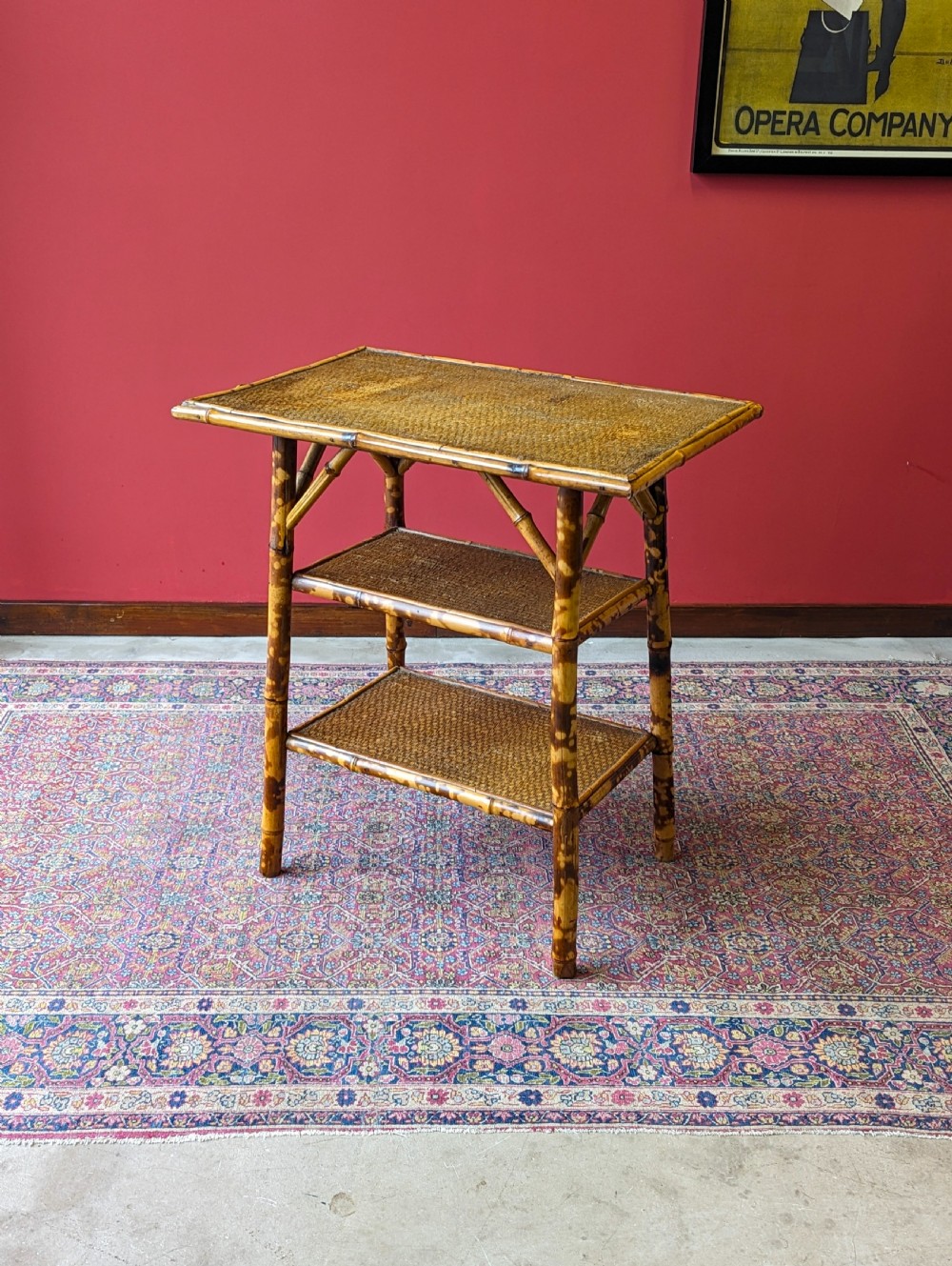 Antique Victorian Bamboo Three Tier Occasional Table View IV