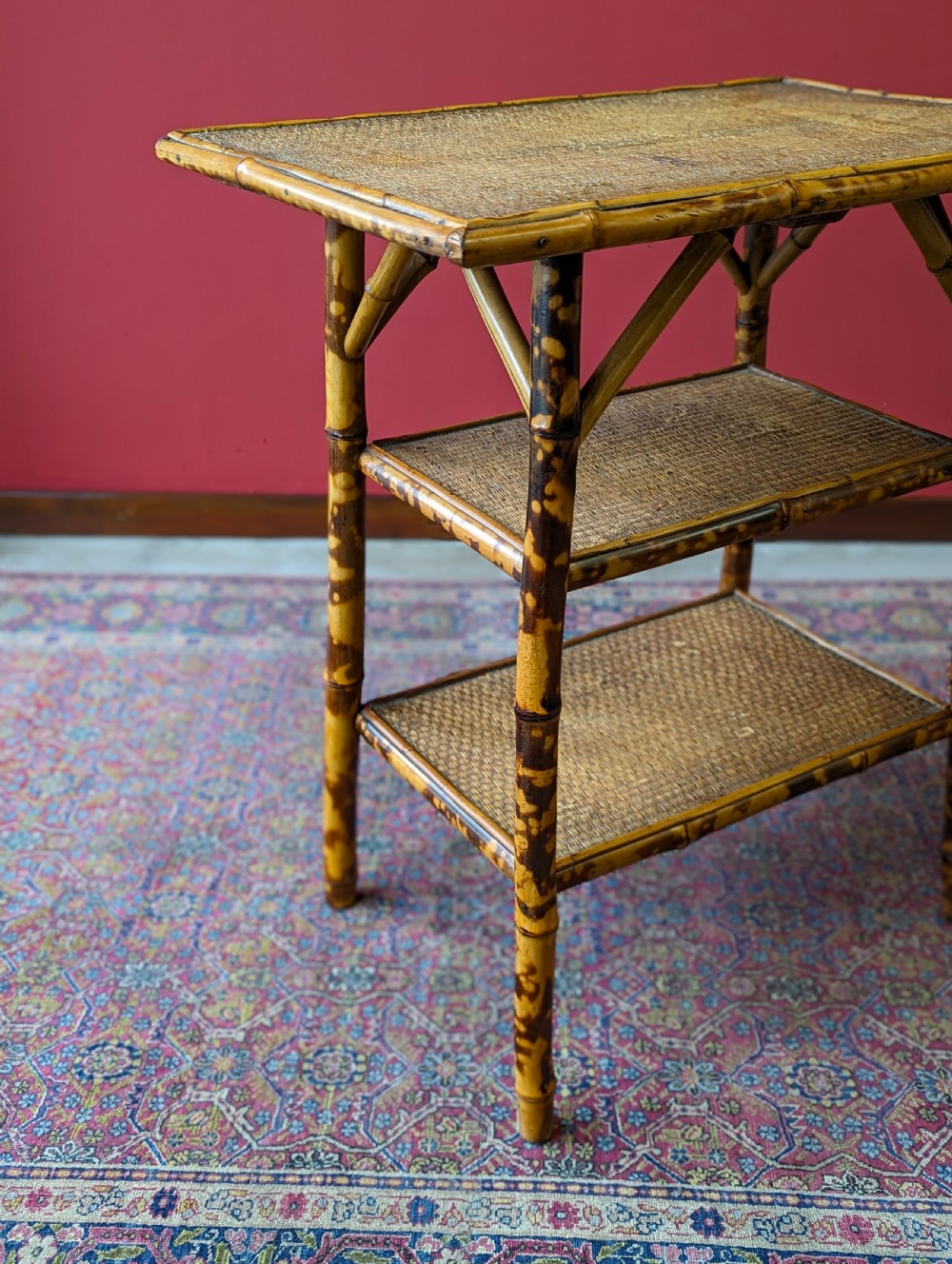 Antique Victorian Bamboo Three Tier Occasional Table View VI
