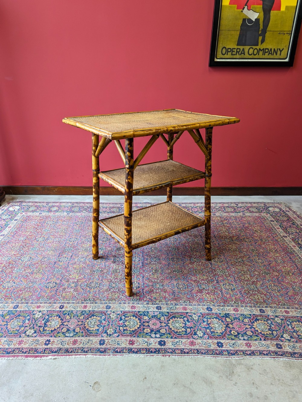 Antique Victorian Bamboo Three Tier Occasional Table View VII