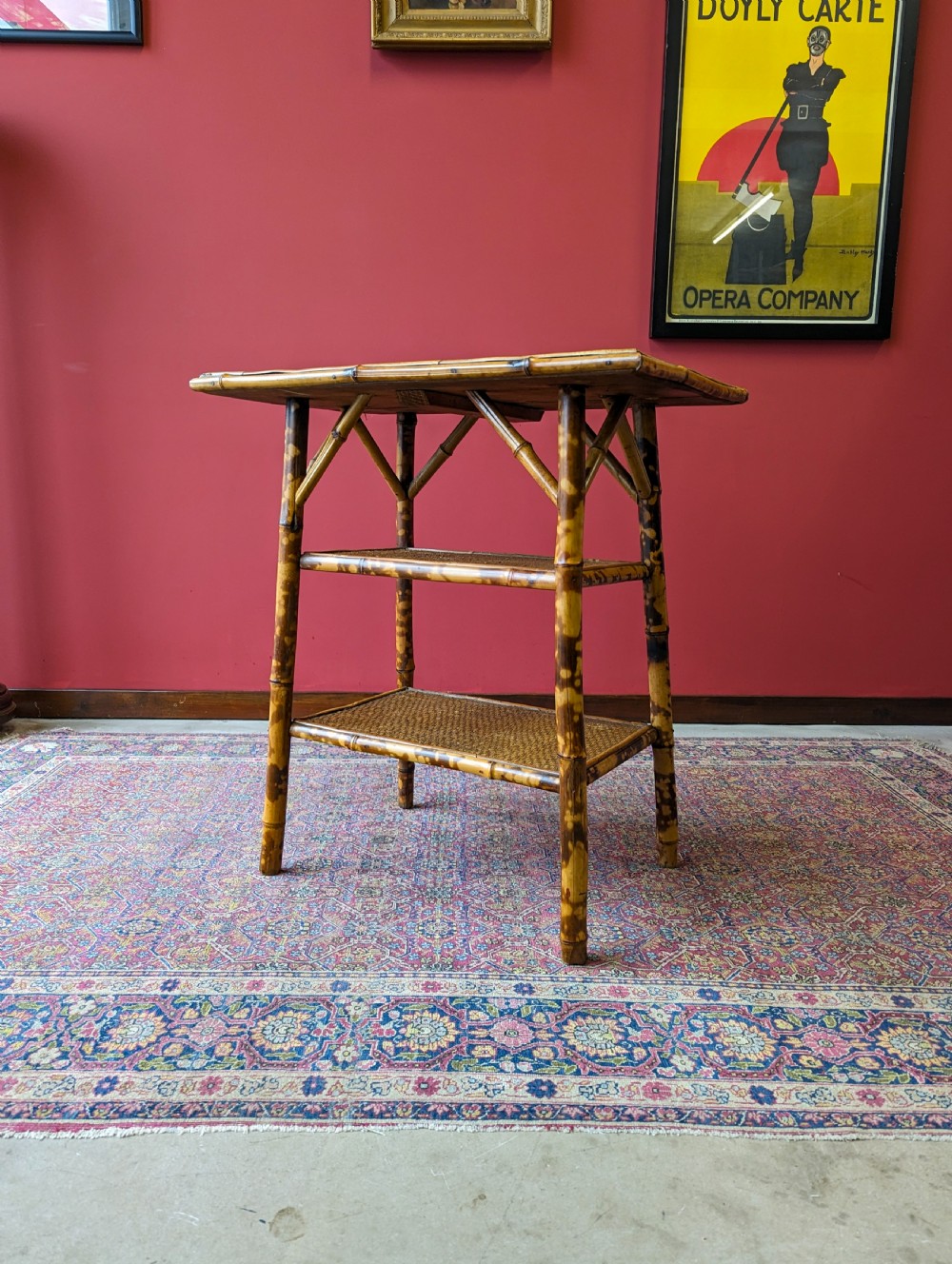 Antique Victorian Bamboo Three Tier Occasional Table View VIII