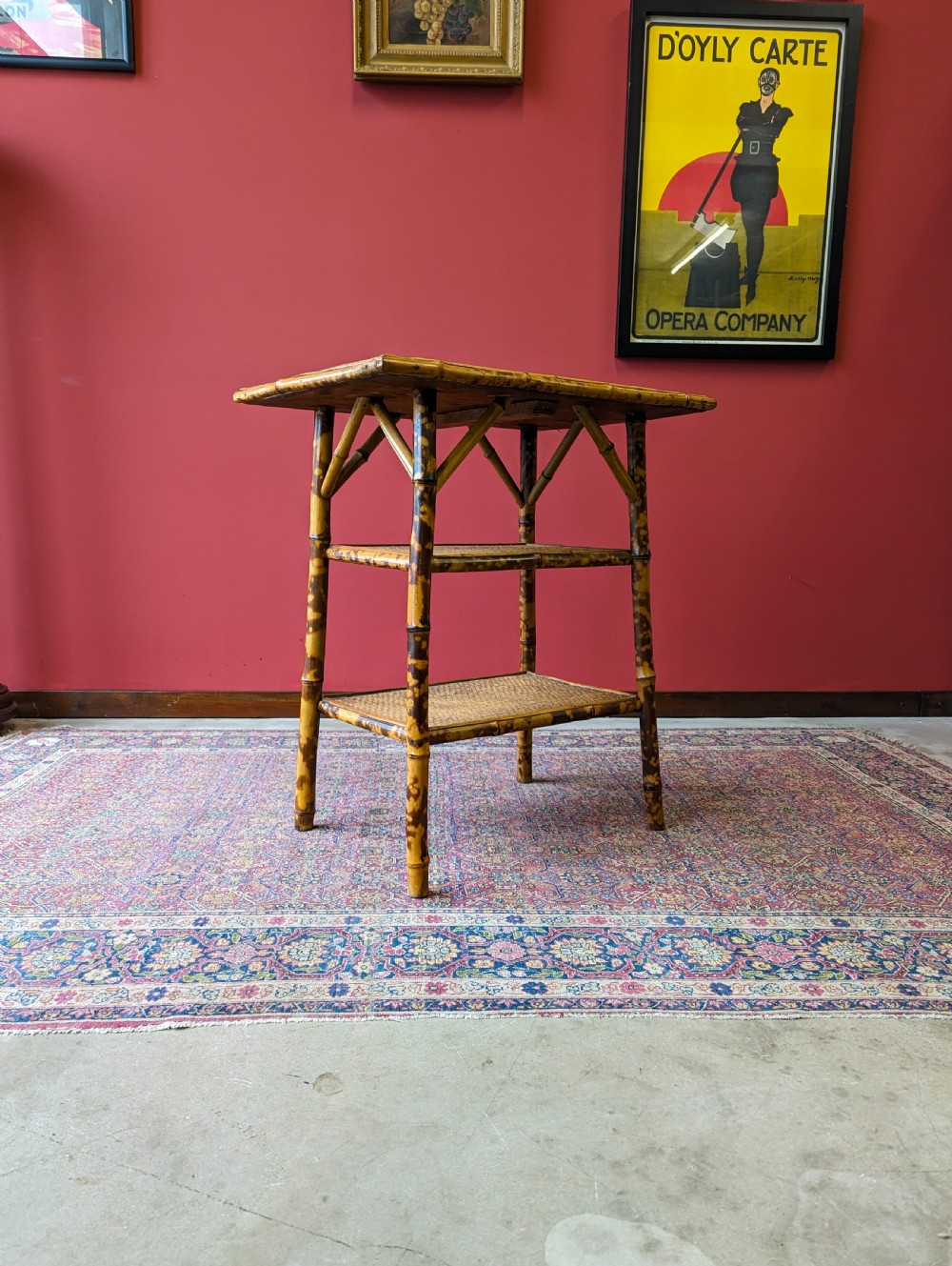 Antique Victorian Bamboo Three Tier Occasional Table View X