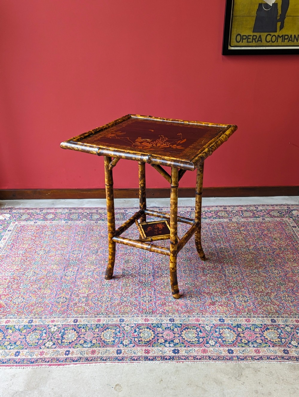 Antique Victorian Original Lacquer Bamboo Occasional Table