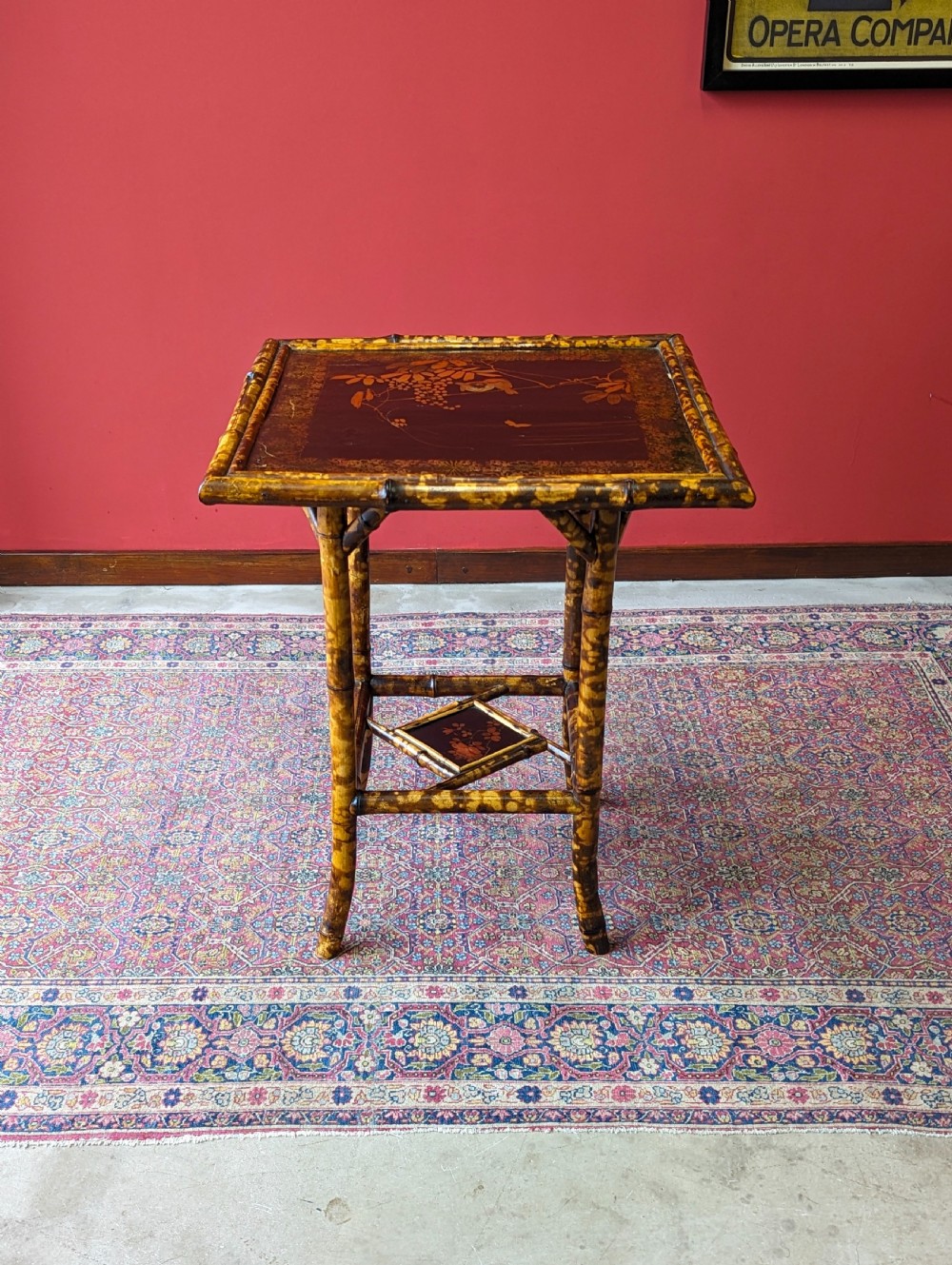 Antique Victorian Original Lacquer Bamboo Occasional Table View II