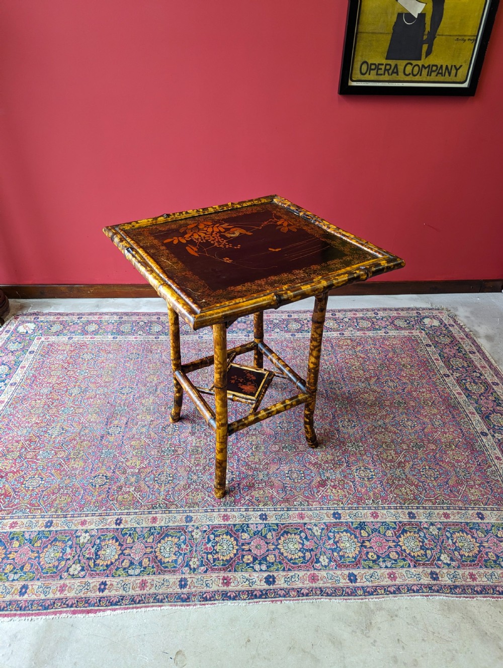 Antique Victorian Original Lacquer Bamboo Occasional Table View III