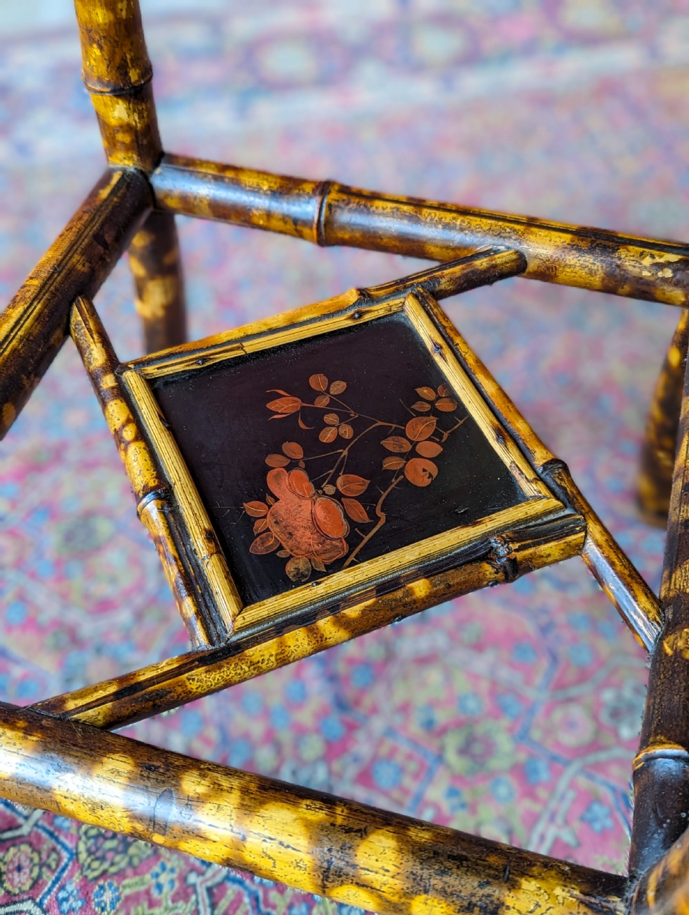 Antique Victorian Original Lacquer Bamboo Occasional Table View IV