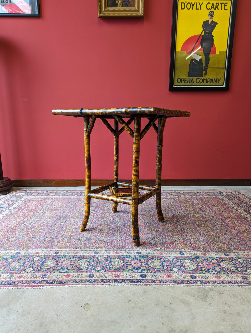 Antique Victorian Original Lacquer Bamboo Occasional Table View V